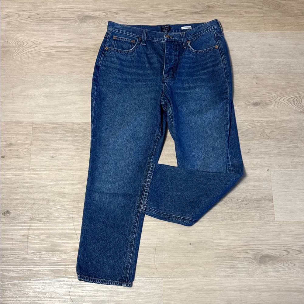 J. Crew Women's High Rise Straight Leg Premium Edition Jeans in Deep Blue